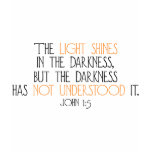 The Light Shines in the Darkness t-shirts