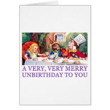 THE MAD HATTER WISHES ALICE A MERRY UNBIRTHDAY! GREETING CARDS