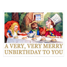 THE MAD HATTER WISHES ALICE A MERRY UNBIRTHDAY! POST CARDS