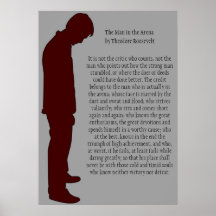 The Man in the Arena Burgundy and Gray Poster