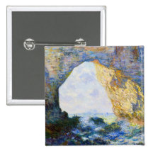 The Manneport, Rock Arch West of Etretat Monet Pinback Button