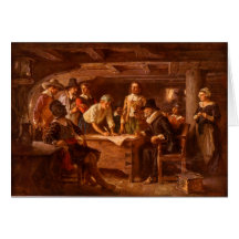 The Mayflower Compact by Jean Leon Gerome Ferris Greeting Cards