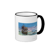 The Mayflower Landing in 1620 Scene Coffee Mugs