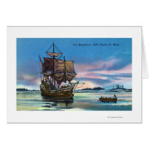 The Mayflower Landing in 1620 Scene Greeting Cards