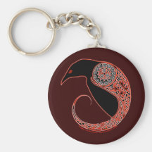The Morrigan Celtic Raven Keychain, Brown