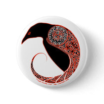 The Morrigan Raven Celtic knotwork Pins & Buttons