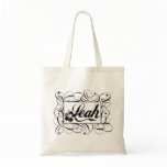 The name Leah in black inside stylish frame Bags