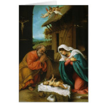 The Nativity Christi Geburt by Lorenzo Lotto Greeting Card