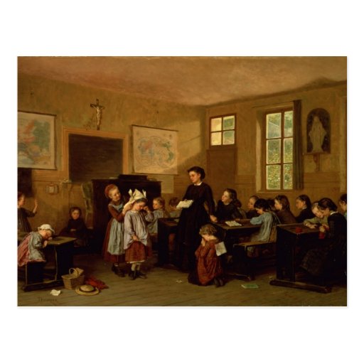 The naughty school children post card