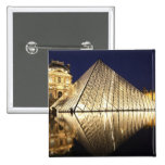 The night view of the glass Pyramid of Musee du Pinback Button