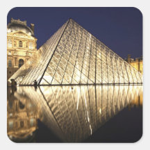 The night view of the glass Pyramid of Musee du Square Sticker