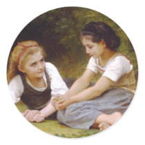 The Nut Gatherers by William Adolphe Bouguereau Round Stickers