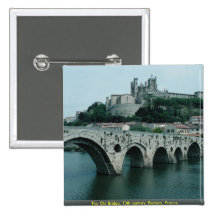 The Old Bridge, 13th century, Beziers, France Buttons