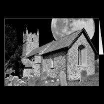 The old church and moon cards