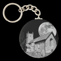 The old church and moon keychains