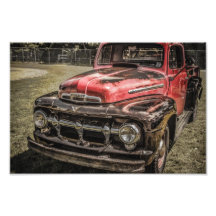 The Old Red Antique Truck Art Photo