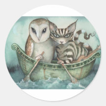 the owl and the pussy-cat round sticker