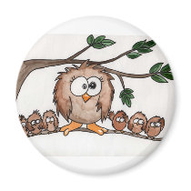 The Owl Family Fridge Magnet