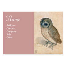 THE OWL Monogram ,antique pink Business Card Templates