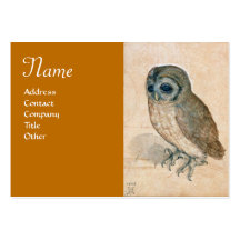THE OWL Monogram ,antique yellow Business Card Template
