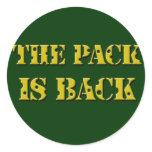 the pack is back cheese text round sticker