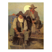 The Pay Stage by NC Wyeth, Vintage Cowboys Post Card