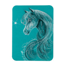 The Pensive Arabian Horse Rectangular Magnets