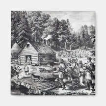 The Pioneer's Home on the Western Frontier Fridge Magnet