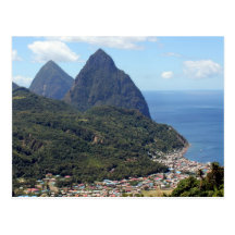 The Pitons and Soufriere Postcard