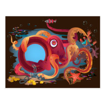 The postcard with octopus picture