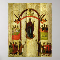 The Protection of the Theotokos  Russian icon Posters