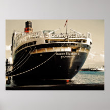 The QE2 at Naples Italy Poster
