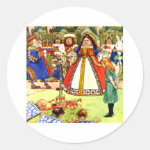 The Queen of Hearts and Alice in Wonderland Round Sticker