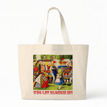 The Queen of Hearts asks, "Who Let Blondie In?" Tote Bags
