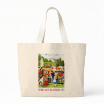 The Queen of Hearts asks, "Who let Blondie in?" Bags
