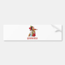 THE QUEEN OF HEARTS DECLARES QUEENS RULE BUMPER STICKER