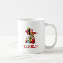 THE QUEEN OF HEARTS DECLARES QUEENS RULE MUG