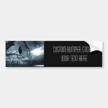 The Raven - Nevermore Sunbeams & Tree Blue Bumper Stickers