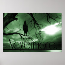 The Raven - Nevermore Sunbeams Tree - Green Print