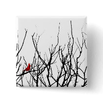 The Red Bird by Leslie Peppers Pinback Buttons
