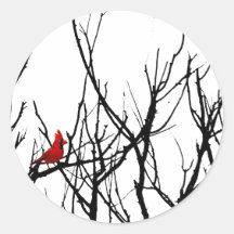 The Red Bird by Leslie Peppers Round Sticker
