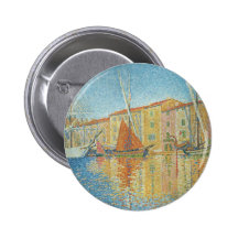The Red Buoy by Paul Signac, Vintage Pointillism Pin