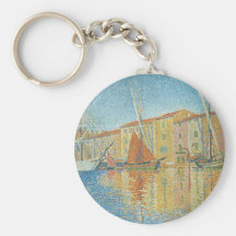 The Red Buoy by Paul Signac, Vintage Pointillism Keychains