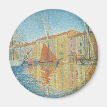 The Red Buoy by Paul Signac, Vintage Pointillism Magnets