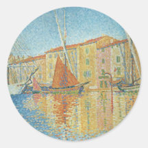 The Red Buoy by Paul Signac, Vintage Pointillism Sticker