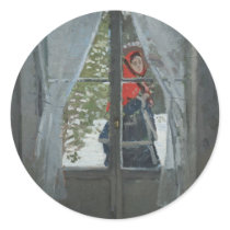 The Red Kerchief, Portrait of Mrs. Monet (1873) Sticker