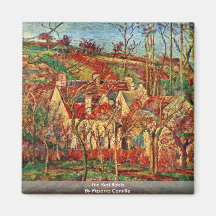 The Red Roofs,  By Pissarro Camille Magnets