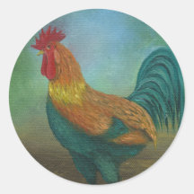 The Rooster Round Stickers