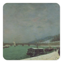 The Seine at the Pont d'Iena, Winter, 1875 Square Sticker