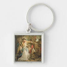 The Settling Family Attacked by Savages, engraved Key Chains